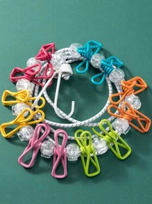 1 pieza Cuerda de secado de hierro con pinza para la ropa, cuerda de secado de ropa antideslizante para el hogar - Multicolor - Ver 1