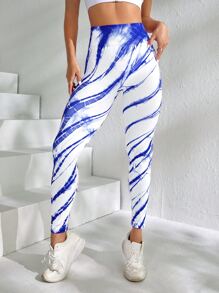 Tie Dye Tummy Control Sports Leggings - Multicolor - View 5