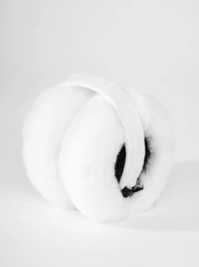 1 chiếc bịt tai tối giản màu trắng rắn giữ ấm - trắng - Xem 2