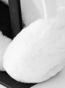 1 chiếc bịt tai tối giản màu trắng rắn giữ ấm - trắng - Xem 4