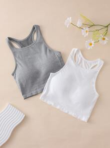 Sujetador de espalda cruzada liso de 2 piezas para niña preadolescente - Multicolor - Ver 1