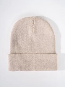 件女式秋冬針織防寒帽字母刺繡毛帽時尚實用 - 米色 - 查看 2