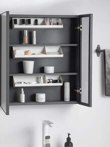 1 pieza Estante de almacenamiento montado en pared almacenamiento modernista blanco para cuarto de baño - Blanco - Ver 1