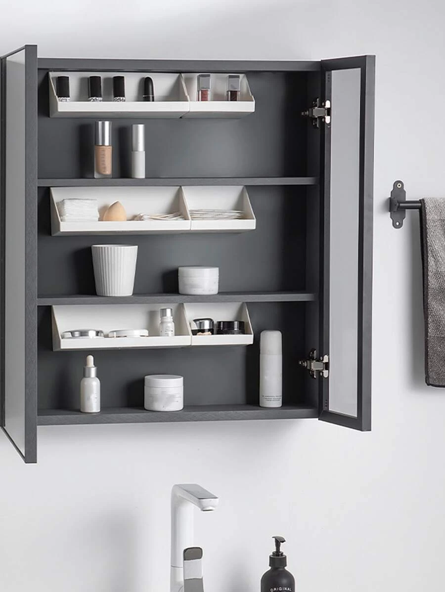 1 pieza Estante de almacenamiento montado en pared almacenamiento modernista blanco para cuarto de baño - Blanco - Ver 1