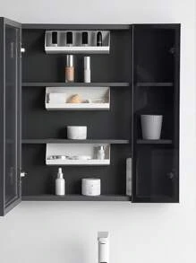 1 pieza Estante de almacenamiento montado en pared almacenamiento modernista blanco para cuarto de baño - Blanco - Ver 3