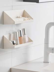 1 pieza Estante de almacenamiento montado en pared almacenamiento modernista blanco para cuarto de baño - Blanco - Ver 4