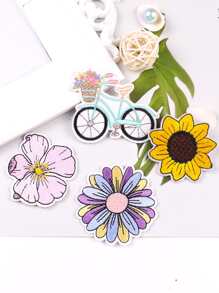 4入組/套花朵和自行車刺繡熨燙貼片可愛滌綸DIY服裝配飾用於衣服裝飾 - 彩色 - 查看 2