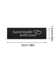 50pcs Heart & Slogan Graphic Random Color DIY Label, Handmade Clothing Tag, For DIY Sewing - Multicolor - View 4