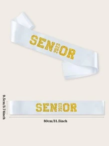 1入組滌綸腰帶畢業派對用字母圖形儀式肩帶 - 白色 - 查看 4