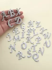 水鑽裝飾字母DIY吊墜 - 銀色 - 查看 1