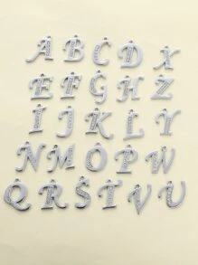 水鑽裝飾字母DIY吊墜 - 銀色 - 查看 2