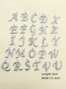 水鑽裝飾字母DIY吊墜 - 銀色 - 查看 3