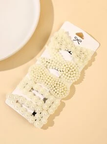 5pcs Faux Pearl Decor Hair Clip - Khaki - View 1