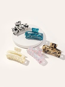 5入組圖案髮爪 - 彩色 - 查看 1