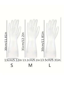 1對PVC家用手套家用白色洗碗手套