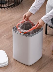 1pc PP Waste Bin, Minimalist Garbage Can For Home - White - View 5