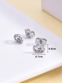 雲朵設計耳釘 - 銀色 - 查看 3