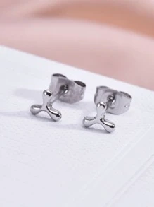 2 piezas Pendientes de acero inoxidable - Plateado - Ver 1