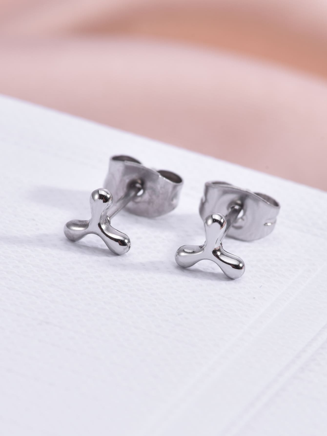 2 piezas Pendientes de acero inoxidable - Plateado - Ver 1