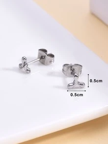 2 piezas Pendientes de acero inoxidable - Plateado - Ver 3