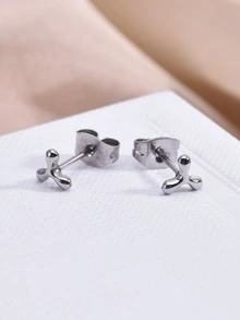 2 piezas Pendientes de acero inoxidable - Plateado - Ver 4