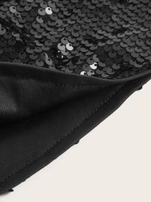 SHEIN ICON High Waist Sequin Skirt - Black - View 3