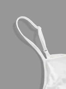 SHEIN Leap Crew Đầm Gái Xù Viên lá sen màu trơn Giải trí - trắng - Xem 3