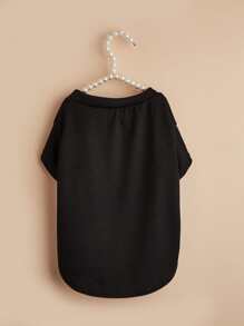 1 pieza Camiseta de mascota unicolor - Negro - Ver 3