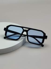 Hombres Gafas de sol con barra de marco geométrico - Celeste - Ver 1