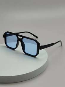 Hombres Gafas de sol con barra de marco geométrico - Celeste - Ver 2
