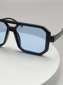 Hombres Gafas de sol con barra de marco geométrico - Celeste - Ver 4