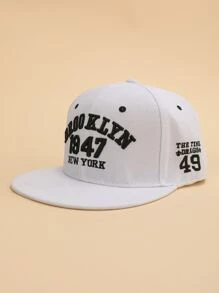 Mũ bóng chày Hip Hop thêu chữ có vành phẳng cho mùa hè - trắng - Xem 1