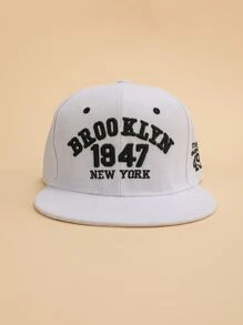 Mũ bóng chày Hip Hop thêu chữ có vành phẳng cho mùa hè - trắng - Xem 2