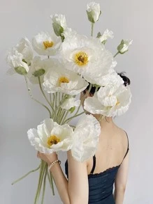 1pc Plastic Artificial Flower, Fake Flower For Home, Party - White - View 1