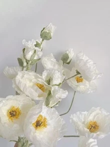 1pc Plastic Artificial Flower, Fake Flower For Home, Party - White - View 4