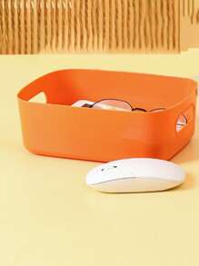 1pc Plastic Storage Basket, Orange Storage Cube For Home - Orange - View 3