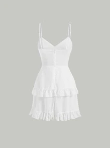SHEIN MOD Ruffle Trim Wrap Hem Cami Dress - White - View 2