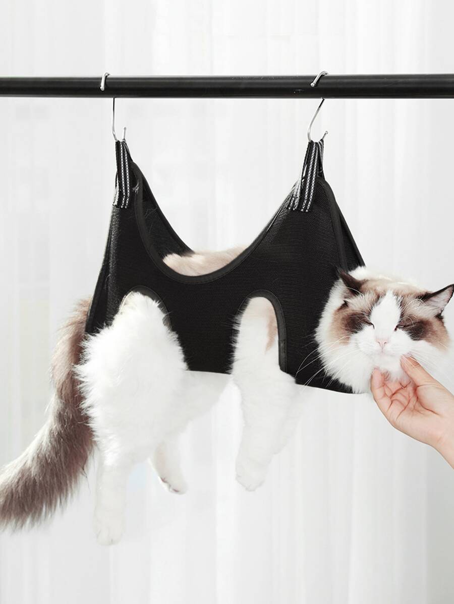 1pc Portable Pet Grooming Hammock - Black - View 1