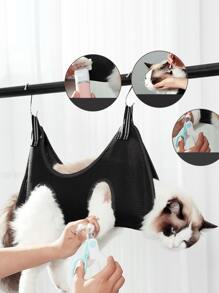 1pc Portable Pet Grooming Hammock - Black - View 4