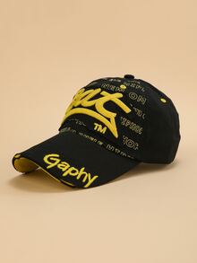 Gorra de béisbol con estampado de letra - Negro - Ver 2