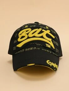 Gorra de béisbol con estampado de letra - Negro - Ver 3
