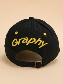 Gorra de béisbol con estampado de letra - Negro - Ver 4