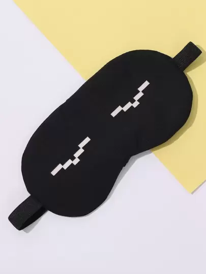 1pc Color Block Eye Cover, Cartoon Polyester Sleep Mask For Home, TravelFor Bedroom,Travel,Office,School, Back To School Supplies