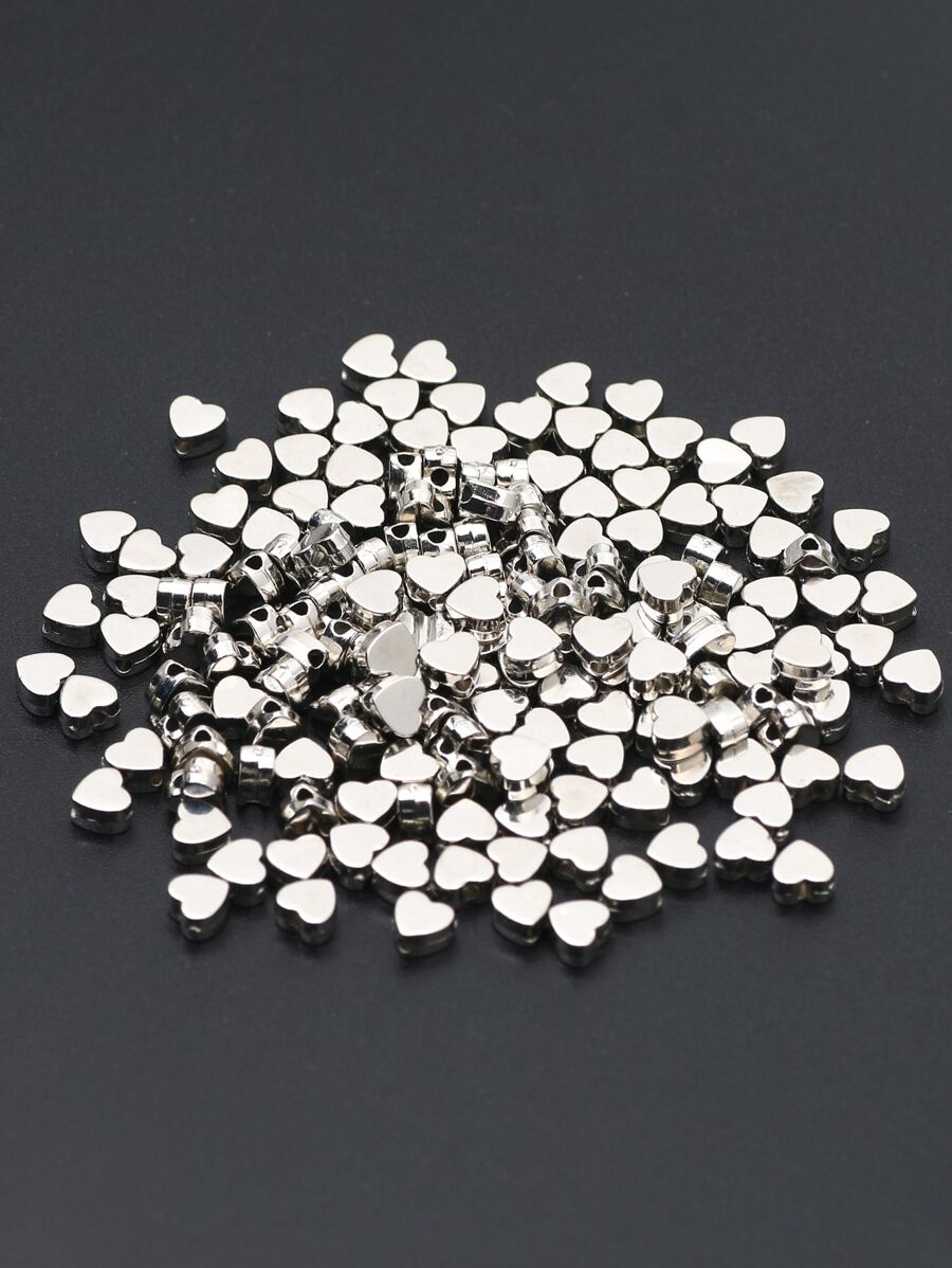 100入組/套心形DIY珠子 - Ancient Silver - 查看 1