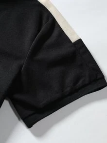 Manfinity Men Contrast Side Seam Polo Shirt - Black - View 5