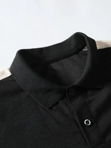 Manfinity Men Contrast Side Seam Polo Shirt - Black - View 7