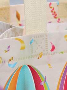 1pc Rabbit & Egg Pattern Gift Bag, Cute Non-woven Fabric Gift Wrapping Bag For Easter Day - Pink - View 3