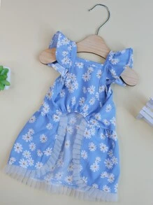 1入組印花寵物連衣裙 - 藍色 - 查看 5