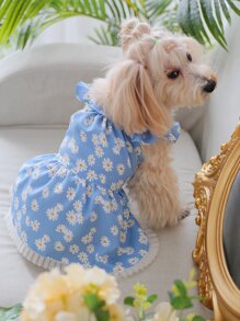 1入組印花寵物連衣裙 - 藍色 - 查看 6