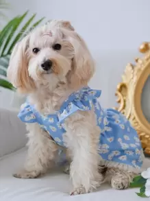 1入組印花寵物連衣裙 - 藍色 - 查看 7